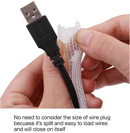 Alex Tech 25ft - 1/4 inch Cord Protector Wire Loom Tubing Cable Sleeve Split Sleeving for USB Cable Power Cord Audio Video Cable - Protect Cat from Chewing Cords - White