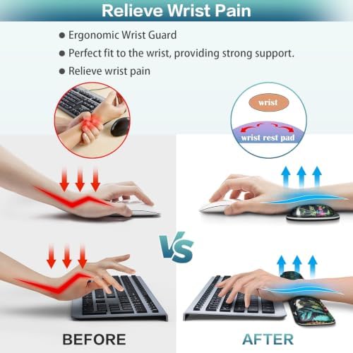 4 in1 Desk Mat, Large Gaming Mouse Pad with Wrist Rest Floral