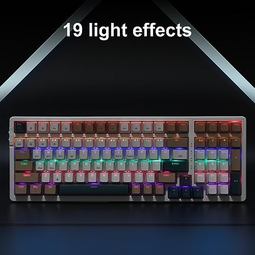 Merdia Wireless Mechanical Keyboard, Triple Mode 2.4G/USB-C/BT Gaming Keyboards 100 Keys RGB Backlit, Brown Switch Rechargeable | Brown Combo