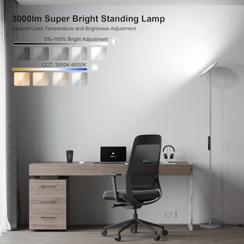 SUNMORY Floor Lamps for Living Room，LED Standing Lamp with Remote Control