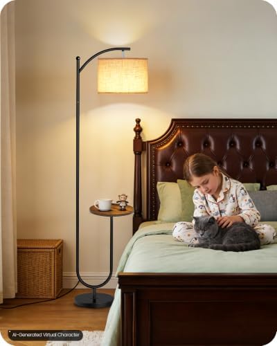 Floor Lamp with Side Table for Living Room with Tray, 9W LED Bulb
