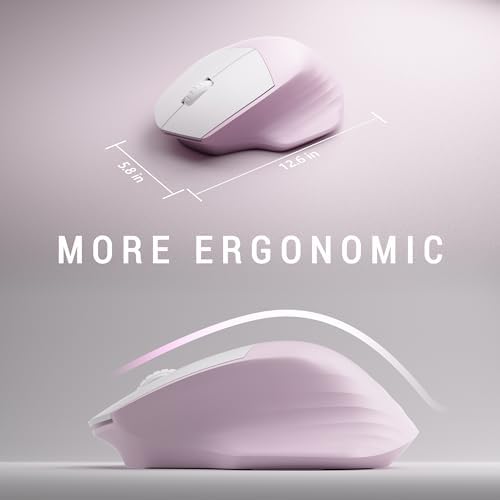 MPTOG Ergonomic Wireless Keyboard and Mouse Combo, Pink White