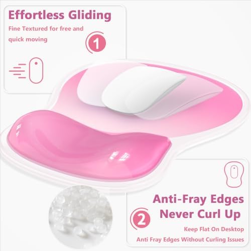 AKIT Ergonomic Mouse Pad and Keyboard Wrist Rest Set, Strawberry Pink