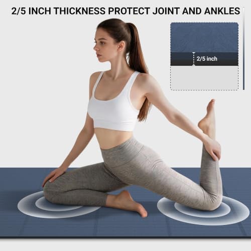 READAEER Foldable Fitness Yoga Mat | 2/5" (10mm) Extra Thick | Non-Slip TPE | 75x26" Extra Long-Wide | Portable & Easy Store | for Yoga, Pilates, Home Gym & Full-Body Workouts