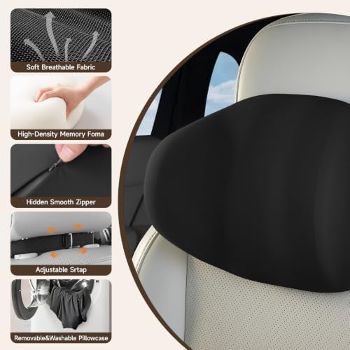 BABUR Ergonomic Memory Foam Car Headrest Pillow with Dual-Wing Support
