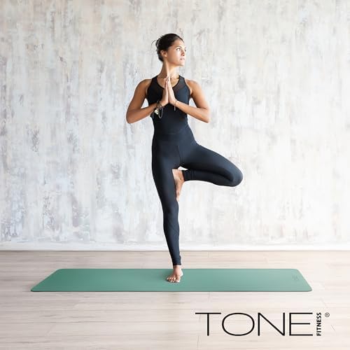 TONE Fitness 1/4" Yoga Mat, Non-Slip Exercise & Pilates Mat with Strap
