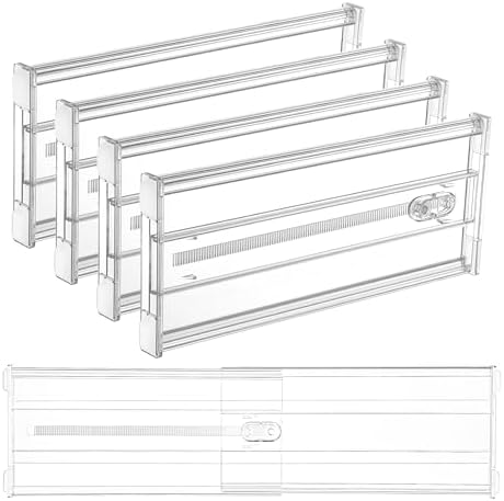 Vtopmart 6" Tall Upgrade Drawer Dividers, 12.8"-22.3" Expandable, 4 Pack