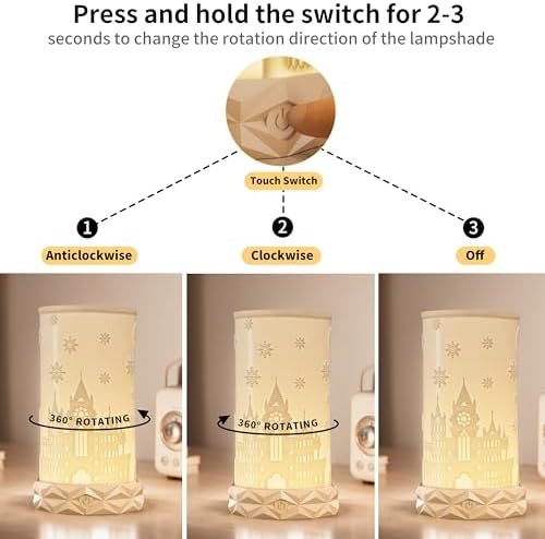 Touch Control Table Lamp for Bedroom, Portable LED Cordless Lamp, 1500mAh Rechargeable Battery Operated, 3 Color Temperatures Rotating Bedside Lamp for Living Room, Nightstand