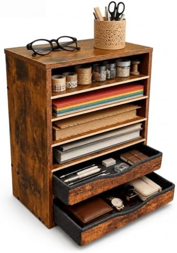 Wooden Mail Organizer, Desk Paper Organizer Wood, Brown