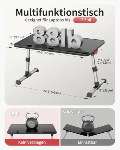 SAIJI Laptop Bed Tray Table,Lightweight Foldable Lap Desk