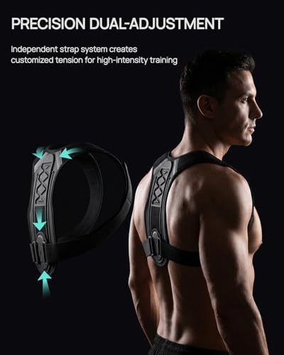 Gymgoer‘s Back Posture Corrector For Men With Large Support Plate. Dual Adjustment Upper Back Posture Corrector To Open Shoulders. Breathable For Better Gym Form & Efficiency