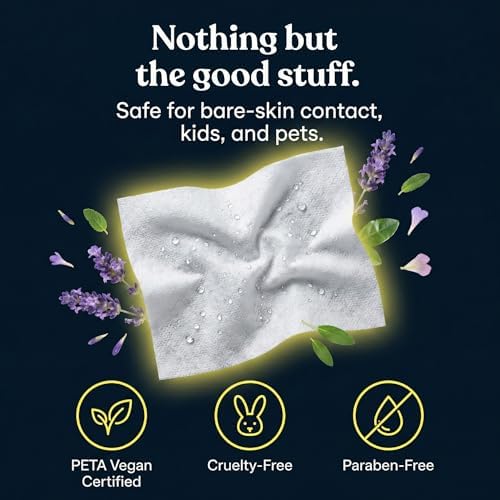ASUTRA Yoga Mat Cleaning Wipes (Lovely Lavender (3 Pouches (30 Wipes Each))