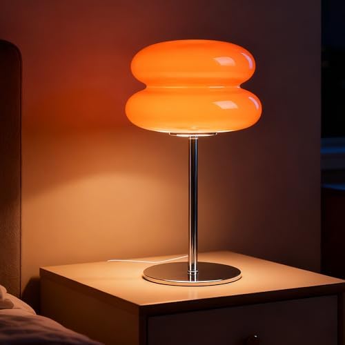 Bedroom Glass Mushroom Lamp, Orange