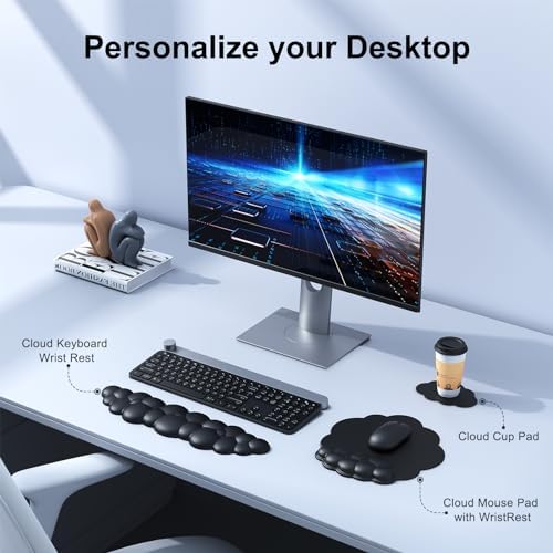 MOKURU Cloud Mouse Pad with Wrist Rest, Cloud Keyboard Wrist Rest, Mouse Pad Wrist Support, Ergonomic Keyboard Mouse Wrist Support (Black)