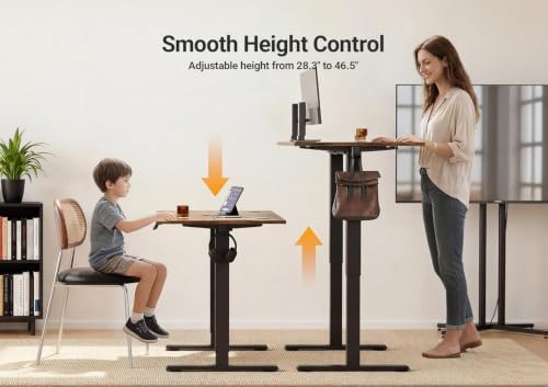 YDN Electric Standing Desk, 48x24 Inch, Rustic Brown