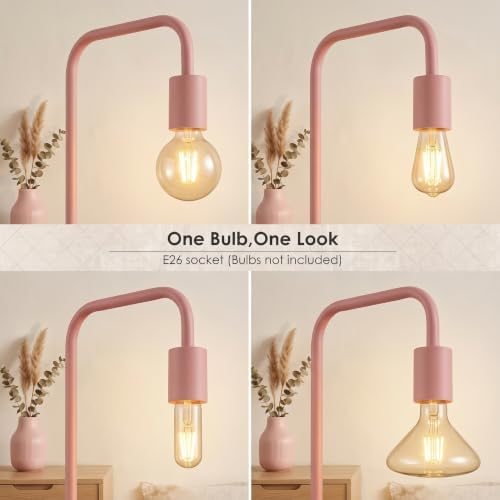 BoostArea Floor Lamp, Modern Cute Pink Floor Lamp, 63Inch Metal Standing Lamp, E26 Socket, On/Off Footswitch, ETL Listed, Tall Thin Skinny Cool Floor Lamp for Living Room, Bedroom Decor, Minimalist