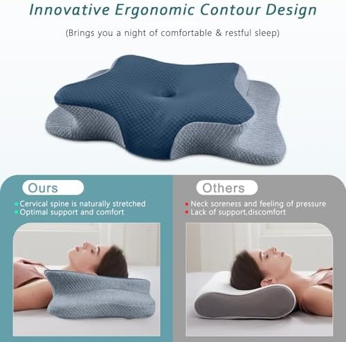 CHxxy Cervical Neck Pillow for Pain Relief Sleeping, Memory Foam Pillows