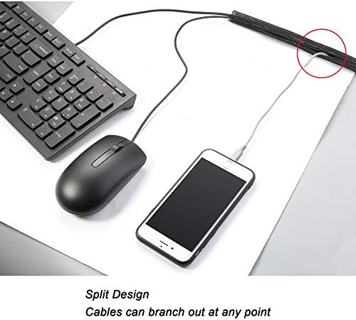 Cable Management Sleeve, Split Design, 10FT - 3/8 Inch, Black