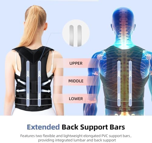 Back Brace Posture Corrector for Women & Men, Breathable, Black M