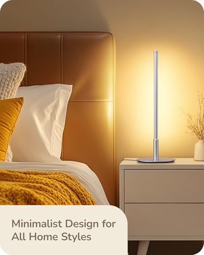 EDISHINE LED Table Lamp, Modern Desk Lamps for Living Room, Silver