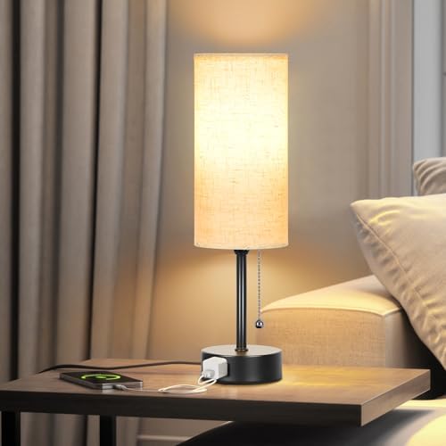 Bedside Table Lamp for Bedroom,Small Lamps for Night stands with Pull Chain
