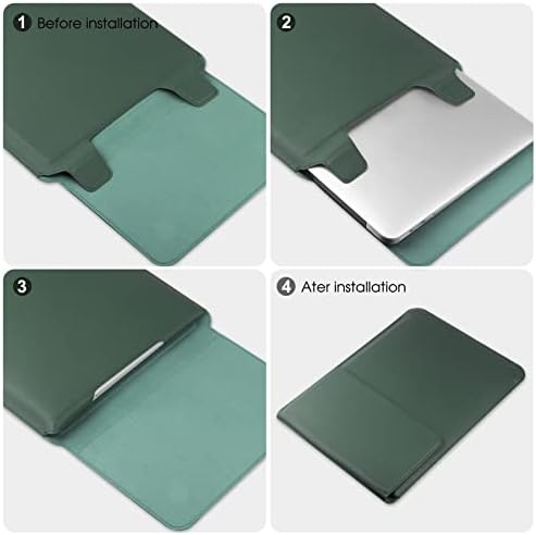 HoYiXi 15 16 Inch Laptop Sleeve Case Leather Bag for MacBook Pro 16 2021 & 2019/Huawei MateBook D15/HP 15.6" PC/MacBook Pro 15/XiaoXin Air 15.6'', Green