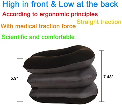 Cervical Neck Traction Device for Instant Neck Pain Relief Inflatable Adjustable Neck Stretcher Neck Support Brace Neck Traction Pillow for Home Use Neck Decompression(Brown)