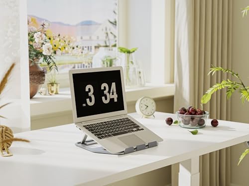 Amazon Basics Aluminum Portable Foldable Height Adjustable Laptop Stand for Devices up to 13", Silver