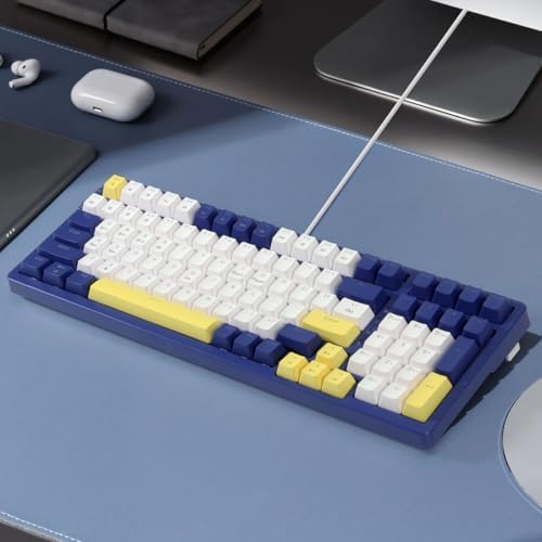 Merdia Wireless Mechanical Keyboard, Triple Mode 2.4G/USB-C/BT Gaming Keyboards 100 Keys Ice-Blue Backlit, Red Switch Keyboard | Rechargeable Mechanical Gaming Keyboards | Blue/White/Yellow