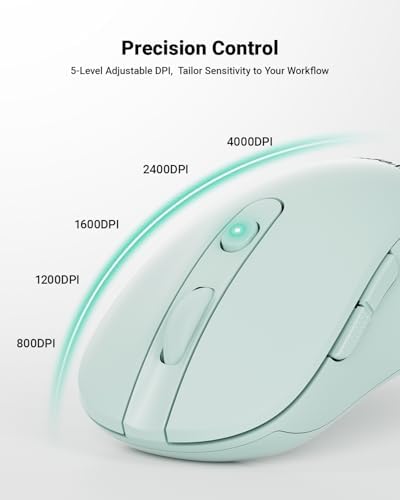 USB Wireless Mouse for Laptop PC Mac, 2.4GHz Cordless Mouse-Mint Green