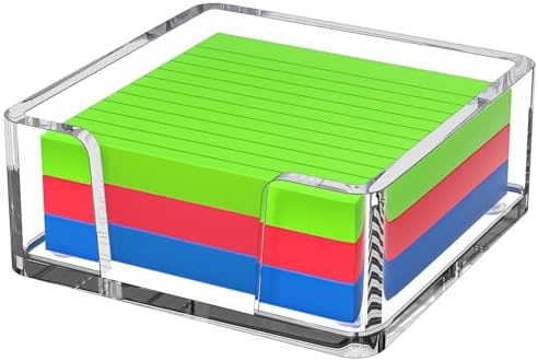 Sticky Note Holder, Crystal Clear Acrylic Notepad Holder 3x3 in Self-Stick Note Dispenser Office Desk Accessories, Memo Pad Holder Organizer for Classroom School Supplies