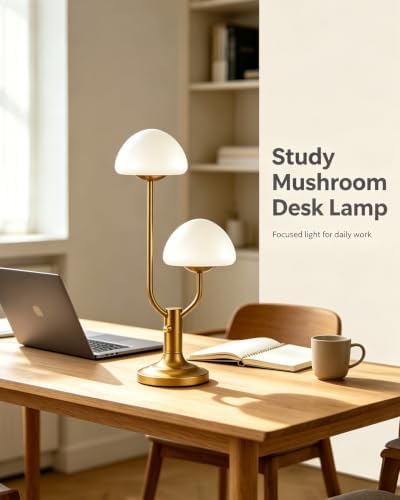 Lightdot Gold Mushroom Table Lamp for Bedroom Dimmable Cute Desk Lamp