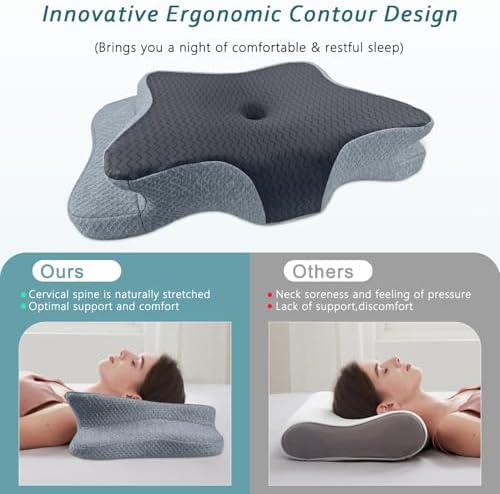 CHxxy Cervical Pillow for Neck Pain Relief, Memory Foam Pillows