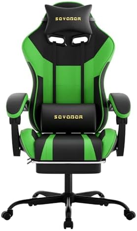 Ergonomic Gaming Chair,A Versatile 3-in-1 Video Game Chair for Work, Study, and Gaming,Features an Adjustable Backrest, Footrest, and Linked Armrests Office Chair for Adults,Blackgreen