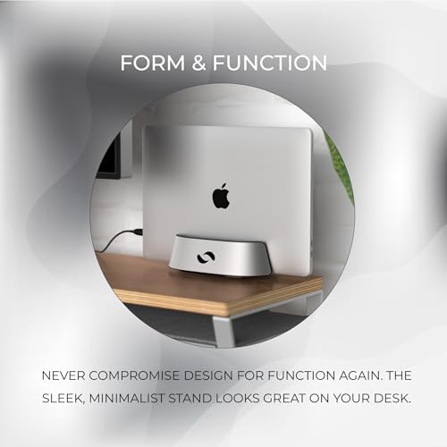 HumanCentric Vertical Laptop Stand in Silver Aluminum, Adjustable