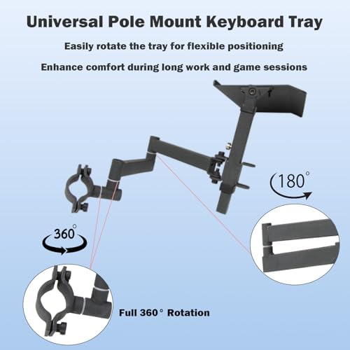 Keyboard Tray, Keyboard Holder for Gaming Chair, Adjustable Angle and Position Chair Keyboard Tray (Black, PRO Keyboard Tray)