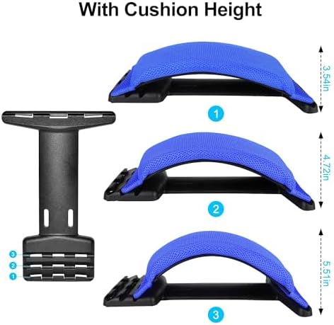 Multi-Level Magic Back Stretching Device with Memory Foam Pad,Back Lumbar Support for Office Chair and Car Lumbar Traction Device for Back Pain Relief(Blue Pad/Black)