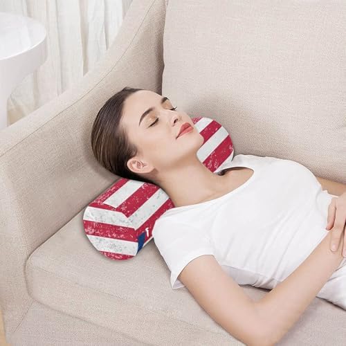 Yoga Meditation Bolster Pillow Neck Roll Pillow with Cover Round Pillow for Back Cylinder Bolster Neckroll Pillow Form Vintage Style Tea Stained Betsy Ross Flag