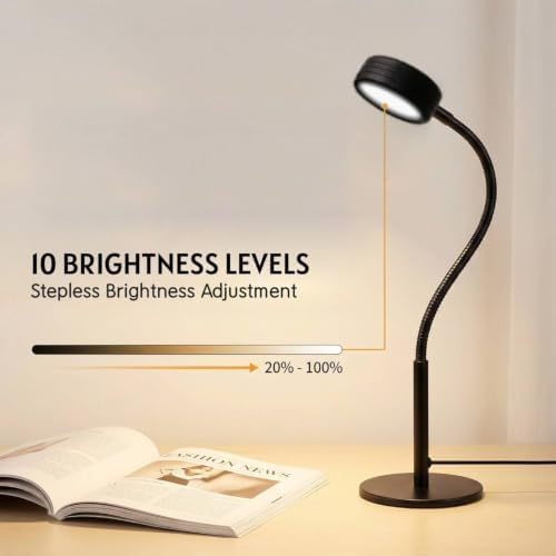 6W LED Desk Lamp with Gooseneck and US Adapter