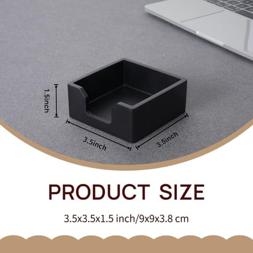 Concrete Sticky Note Holder for 3x3 Inch Post Note - Cement Self-Stick Note Memo Pad Holder, Post Notepad Dispenser Organizer, Modern Desk Accessory for Office & Home, Black