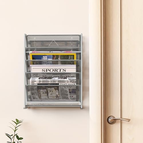 Simple Houseware 6-Tier Wall Mount Document Letter Tray Organizer, Silver