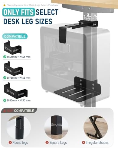 TOPSKY Under Desk PC Mount No Drill CPU Holder 50 lb Capacity