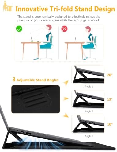 HYZUO 15-16 Inch Laptop Case Sleeve with Adjustable Stand, Black