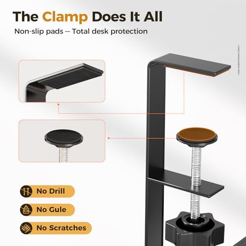 Under Desk Cable Management Tray Black, Cinati Wire Organizers No Drill, Cable Tray with Clamp for Wire Management, Cord Organization Box for Office, Home - No Damage to Desk