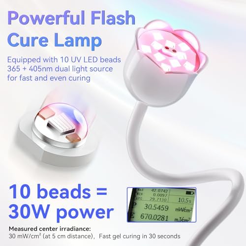 Makartt UV Nail Lamp for Gel Nails Polish Cordless Gooseneck 10s Flash Cure