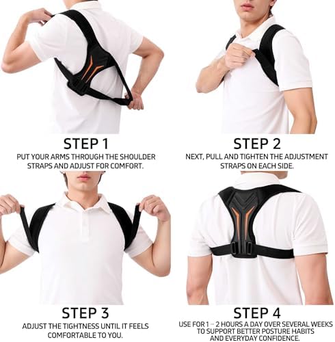 Posture Corrector for Women and Men Upper Back Brace Straightener Scoliosis (Midnight Black, X-Large)