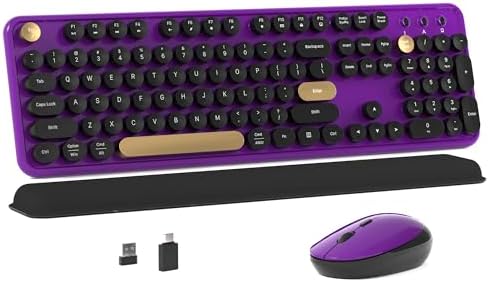 Colorful MPTOG Wireless Computer Keyboard and Mouse Combo (Black-Purple)
