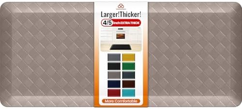 4/5 Inch Extra Thick Kitchen Mats for Floor,Non Slip Anti Fatigue Kitchen Rugs,Waterproof Stain Resistant Sink Mat,Cushioned Standing and Comfort Mats for Office (17"x39" Khaki)