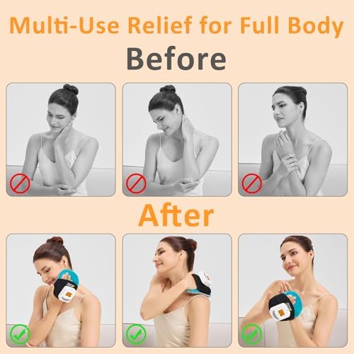 Cordless Multi Purpose Heating Pad with Massage for Muscle Joint Pain Relief, 5000mAh Battery Portable Handheld Heated Massager Pad for Neck, Face, Wrist, Hand(104℉-140℉)