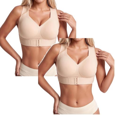 Posture Support Bras For Older Women Front Closure Crossback Wireless Bra Seamless Full Coverage Push Up Bralettes